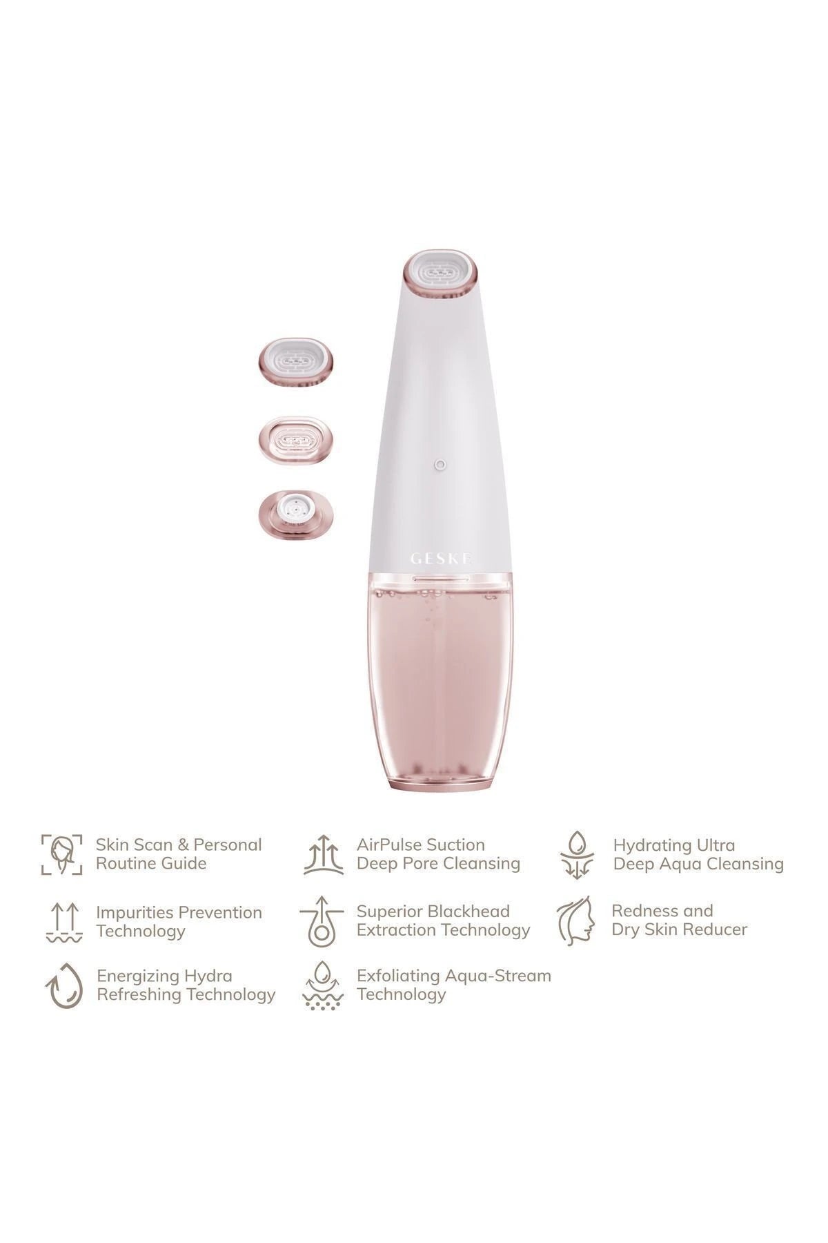 Geske-Aqua Stream Çift Başlıklı Siyah Nokta Ve Yüz Temizleme Cihazı | Aqua Stream Face Cleanser-Cilt Bakım Aletleri-13-Milagron.com