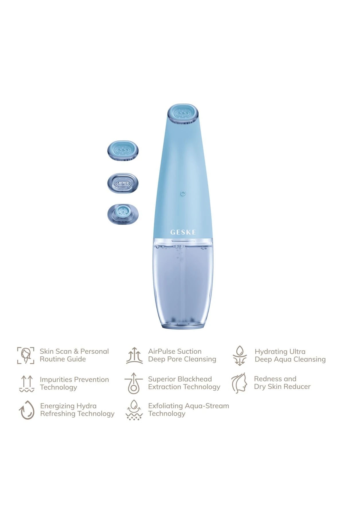 Geske-Aqua Stream Çift Başlıklı Siyah Nokta Ve Yüz Temizleme Cihazı | Aqua Stream Face Cleanser-Cilt Bakım Aletleri-38-Milagron.com