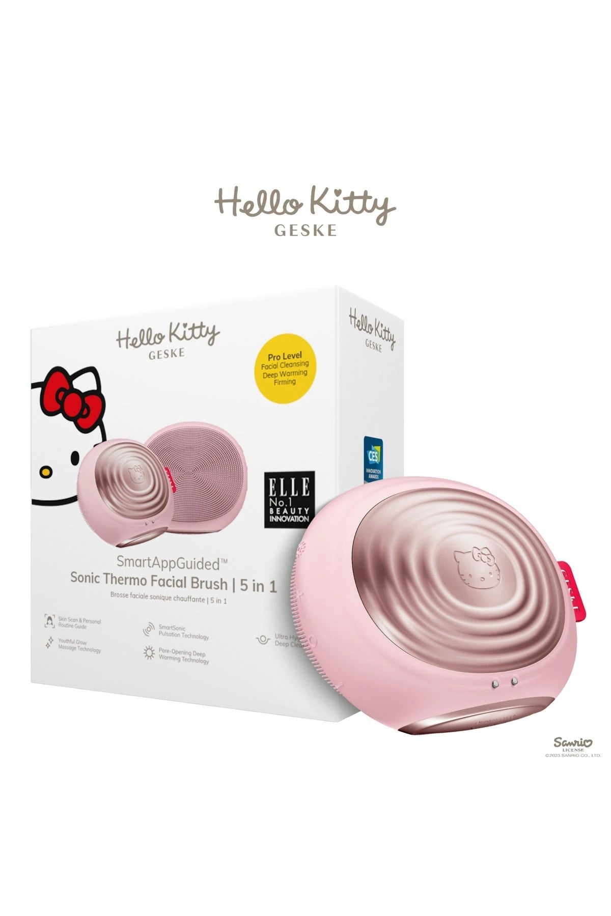 Geske-Hello Kitty Titreşimli Yüz Temizleme Ve Isılı Masaj Cihazı | Sonic Thermo Facial Brush-Cilt Bakım Aletleri-1-Milagron.com