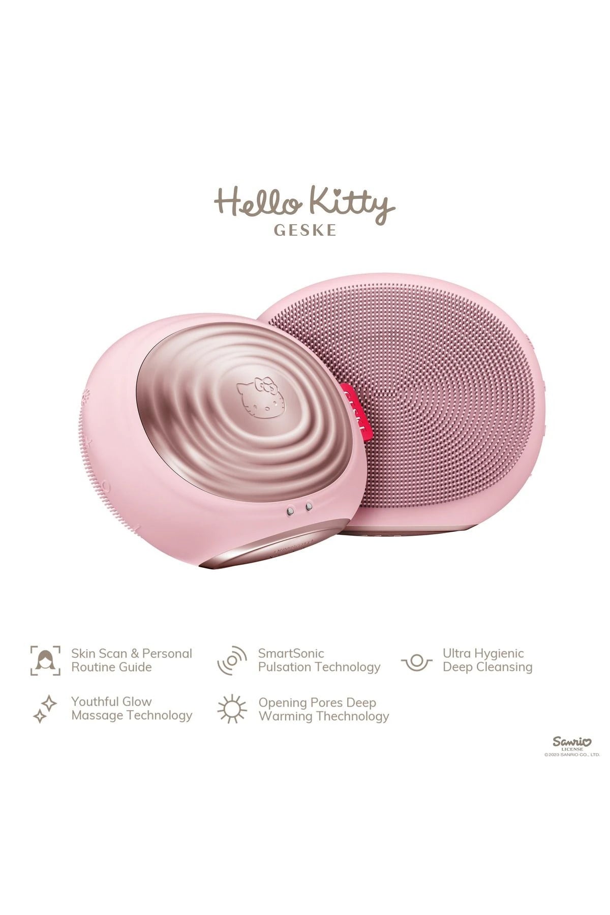 Geske-Hello Kitty Titreşimli Yüz Temizleme Ve Isılı Masaj Cihazı | Sonic Thermo Facial Brush-Cilt Bakım Aletleri-2-Milagron.com