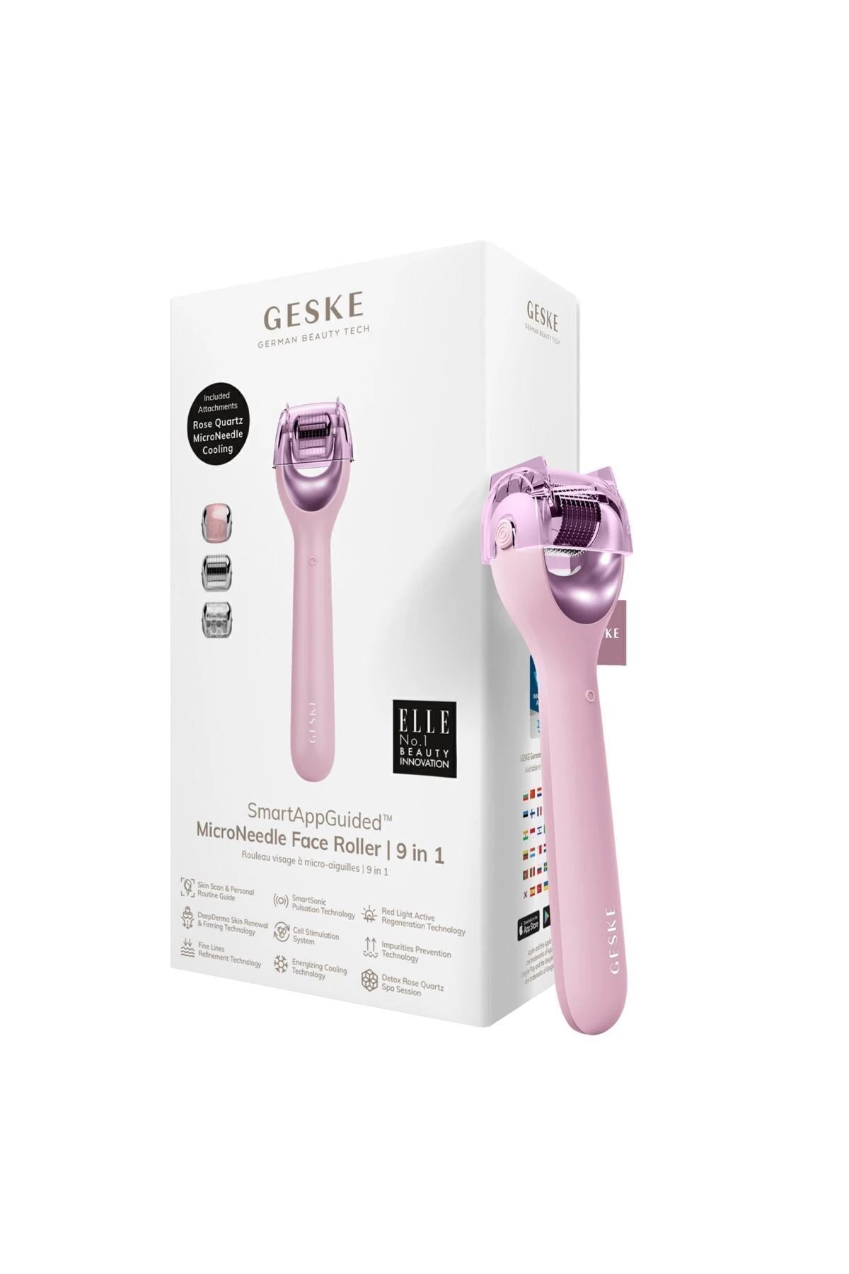 Geske-Mikro İğneli, Buz Başlığı, Pembe Kuvars Başlıklı Dermaroller Cihaz | Micro Needle Face Roller-Cilt Bakım Aletleri-15-Milagron.com