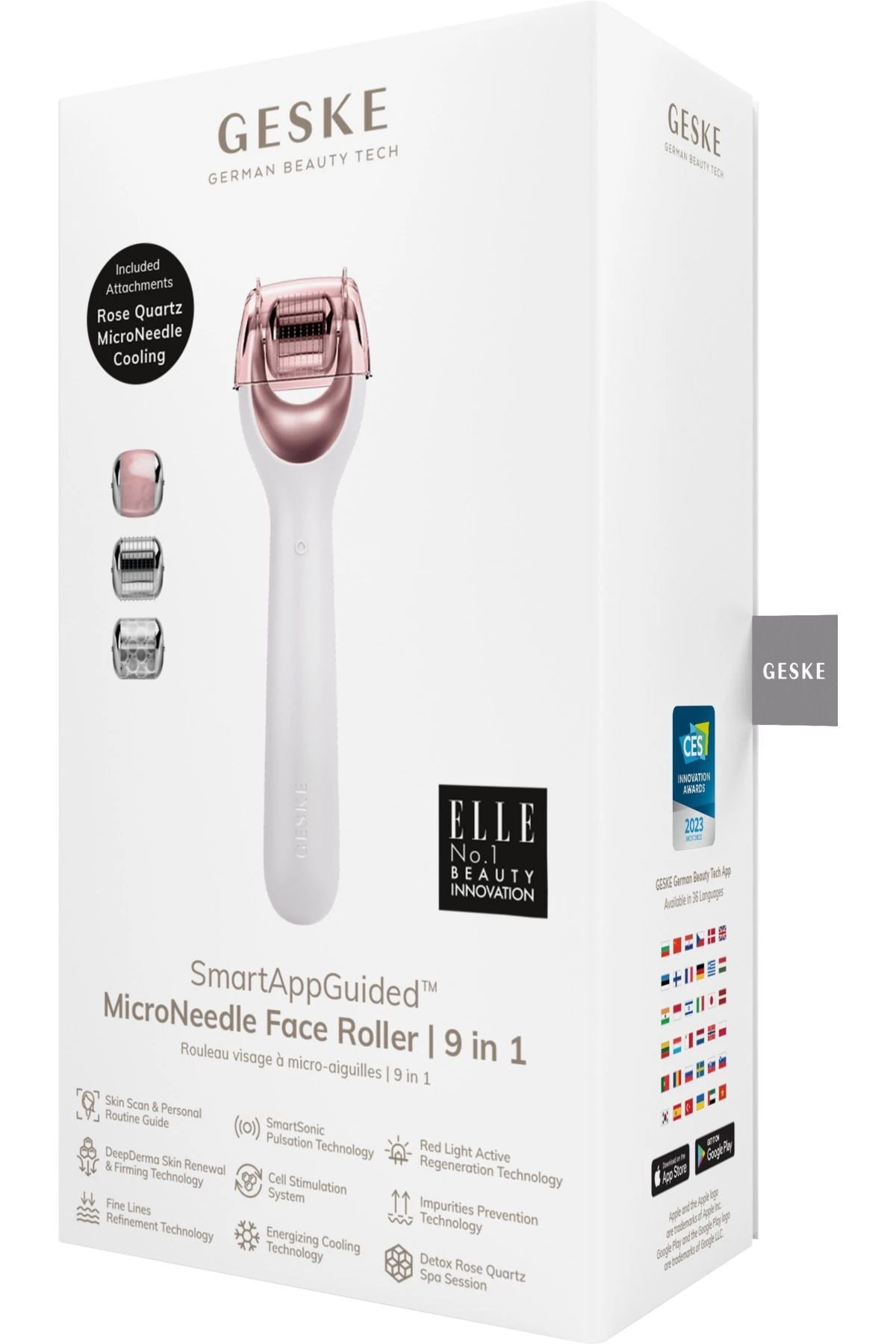 Geske-Mikro İğneli, Buz Başlığı, Pembe Kuvars Başlıklı Dermaroller Cihaz | Micro Needle Face Roller-Cilt Bakım Aletleri-6-Milagron.com