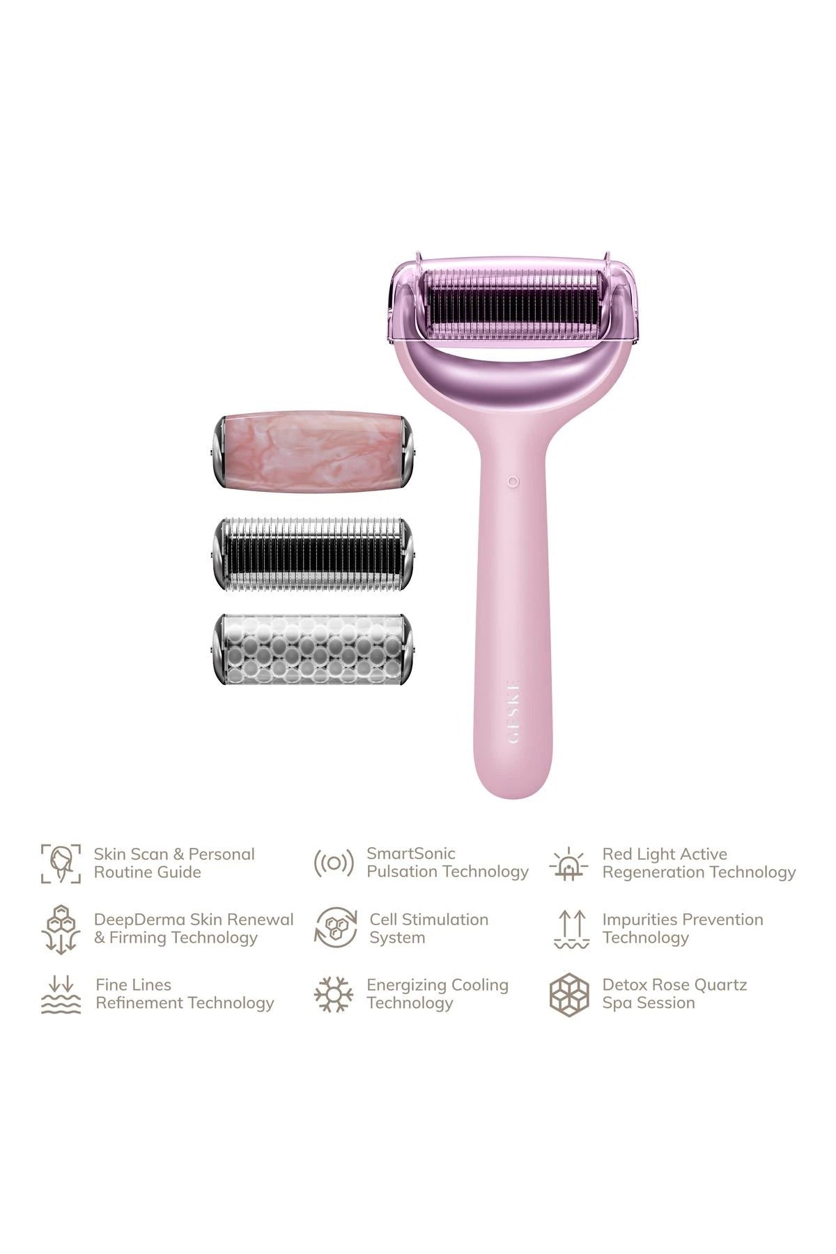 Geske-Mikro İğneli, Buz Başlığı, Pembe Kuvars Başlıklı Dermaroller | Micro Needle Face & Body Roller-Cilt Bakım Aletleri-2-Milagron.com