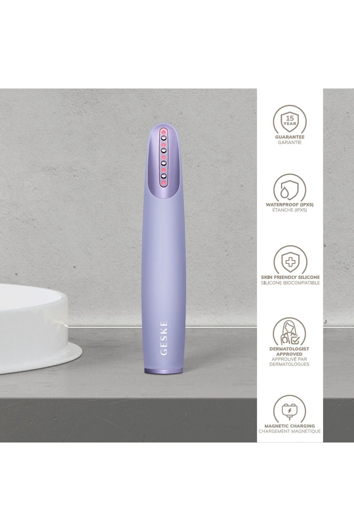 Geske-Titreşimli Kırmızı Led Terapili Sıkılaştırıcı Yüz Bakım Cihazı | Skin Firming Wand-Cilt Bakım Aletleri-24-Milagron.com