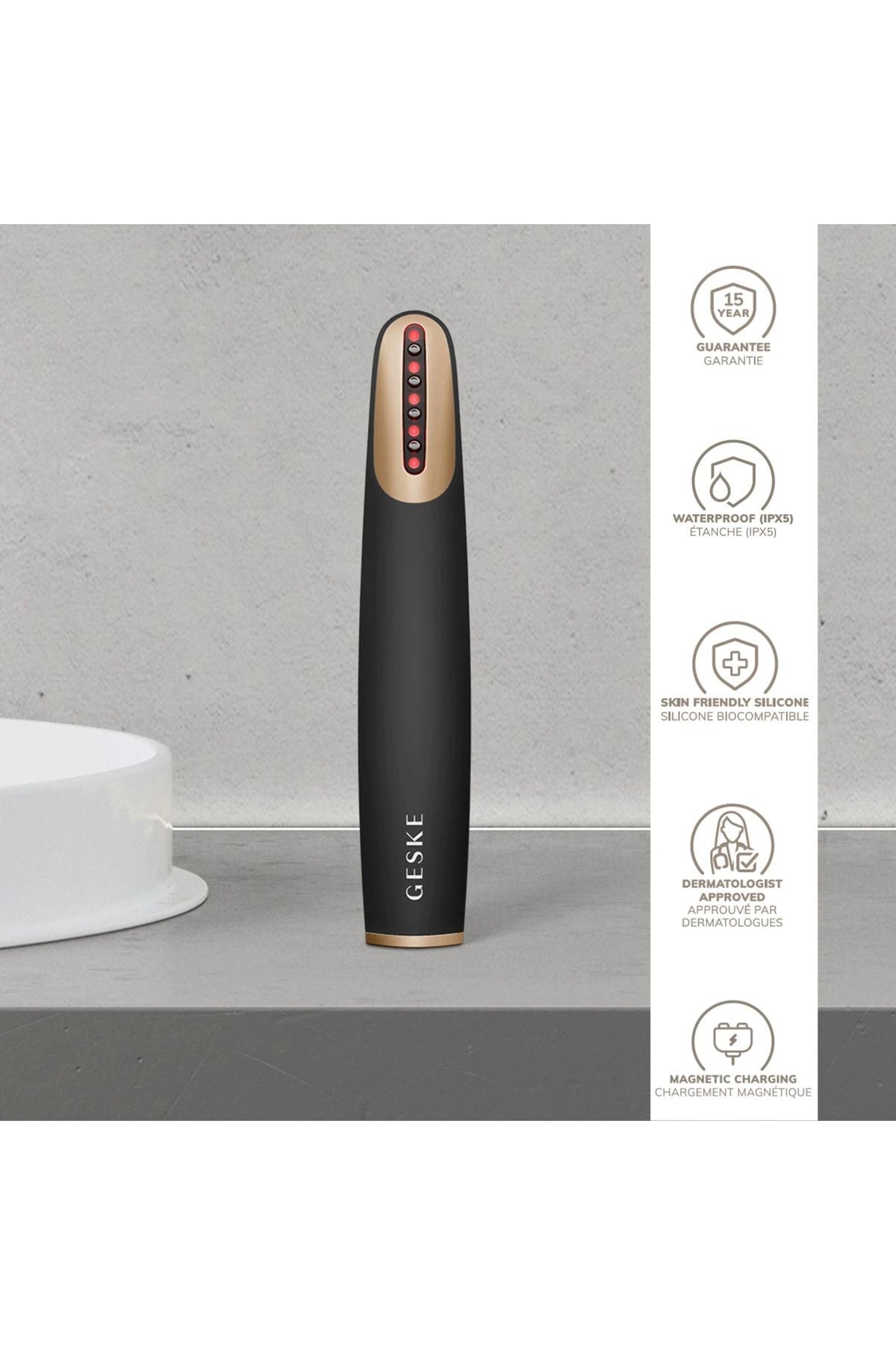 Geske-Titreşimli Kırmızı Led Terapili Sıkılaştırıcı Yüz Bakım Cihazı | Skin Firming Wand-Cilt Bakım Aletleri-3-Milagron.com