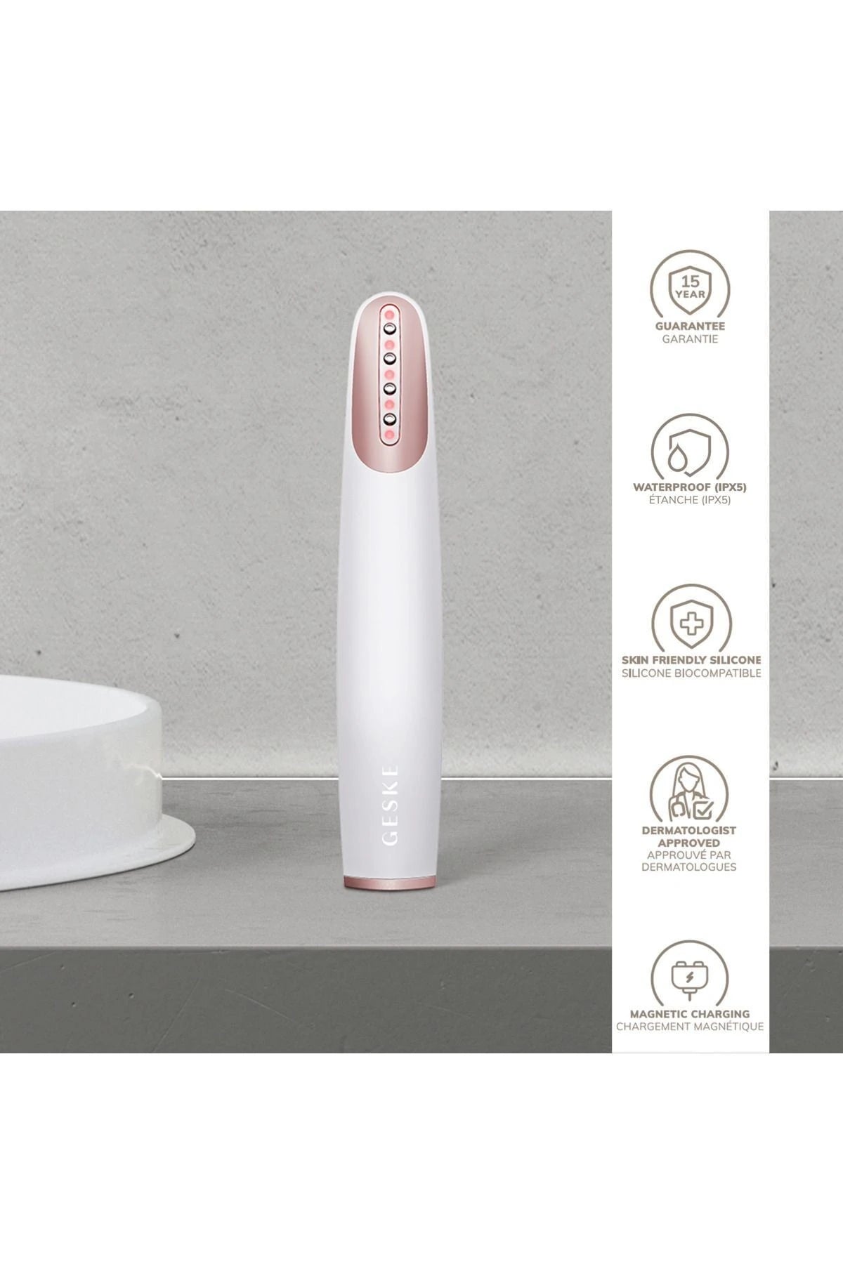 Geske-Titreşimli Kırmızı Led Terapili Sıkılaştırıcı Yüz Bakım Cihazı | Skin Firming Wand-Cilt Bakım Aletleri-31-Milagron.com