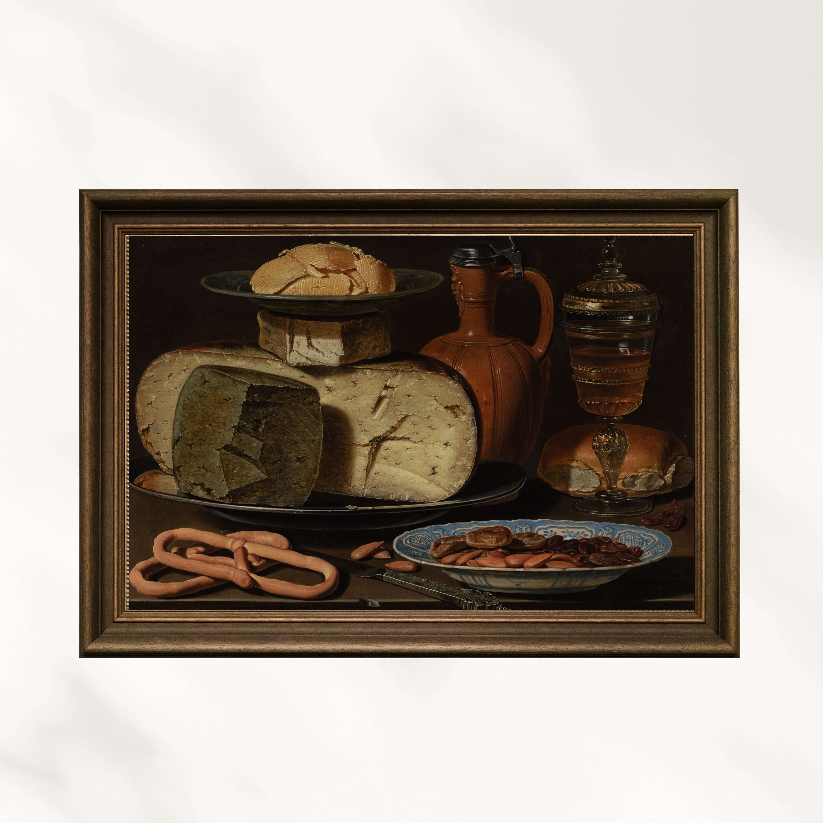 Clara Peeters - Peynir Badem Ve Pretzeller Ile Natürmort