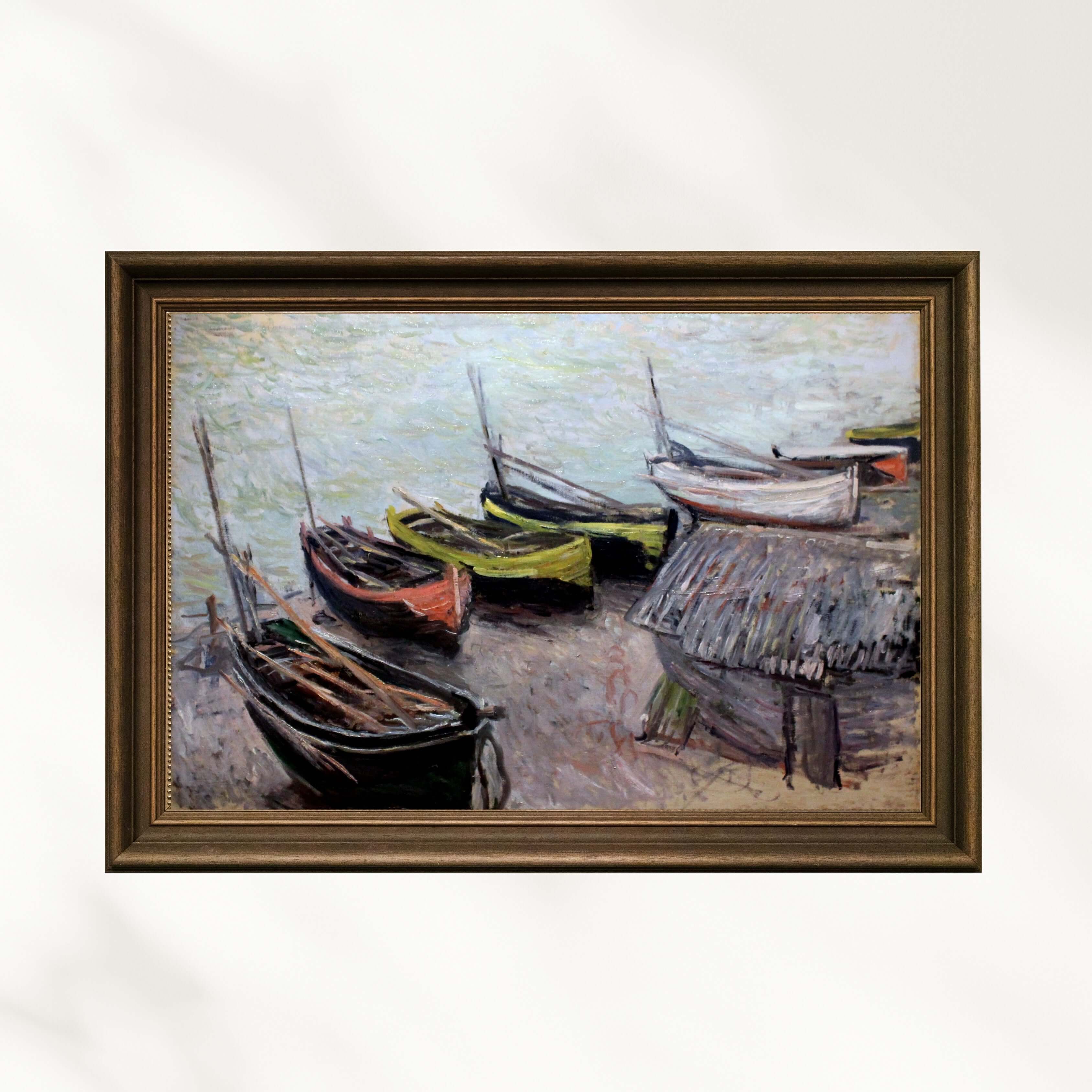Claude Monet - Étretat Sahilinde Tekneler