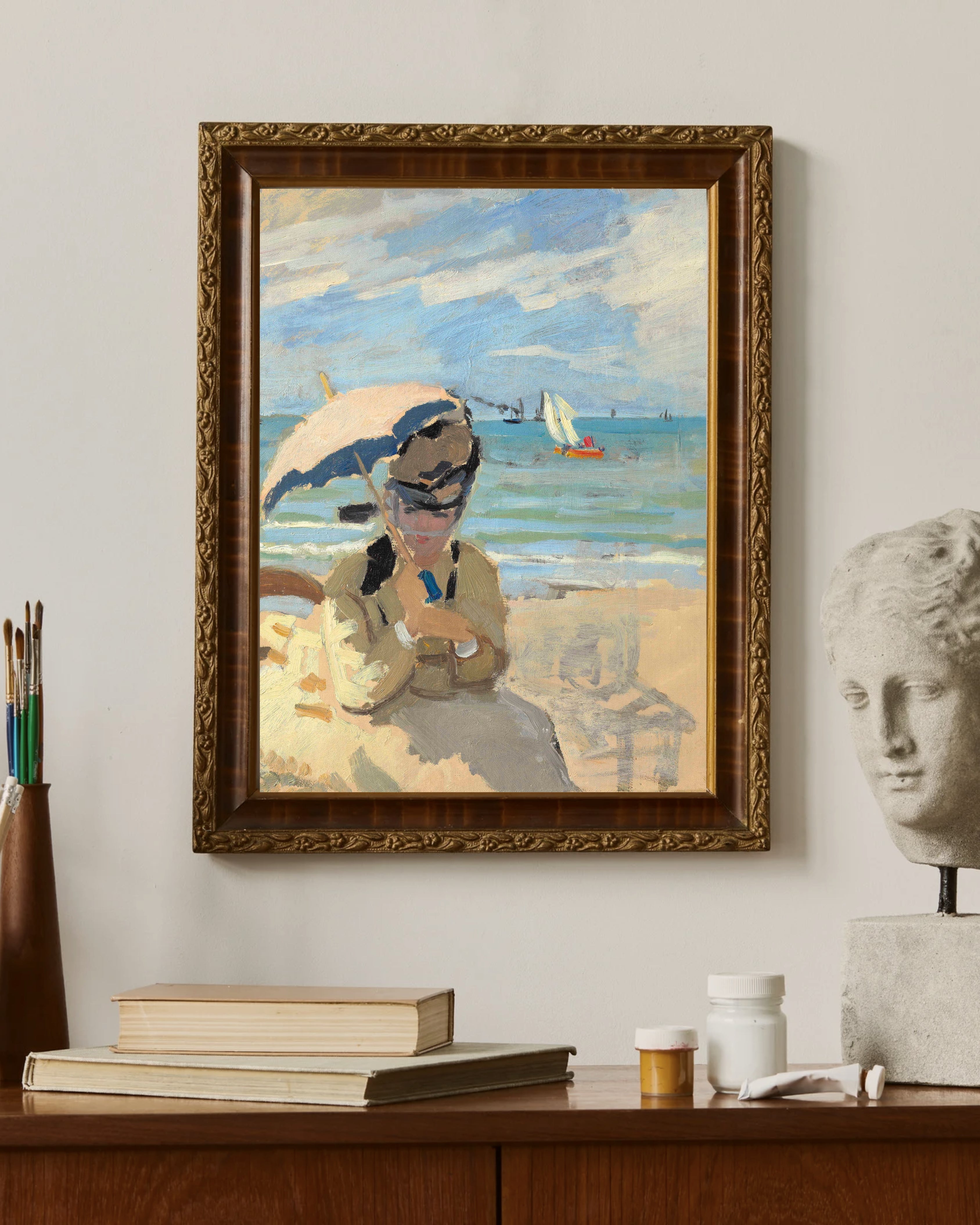 Claude Monet - Trouville Plajı'Nda Oturan Camille