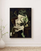 Juan Gris - Kareli Masa Örtüsü Üzerinde Meyve Tabağı