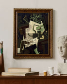 Juan Gris - Kareli Masa Örtüsü Üzerinde Meyve Tabağı