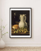 Luis Egidio Meléndez - Küçük Armutlar Ekmek Sırsız Sürahi Kase Ve Şişe Ile Natürmort