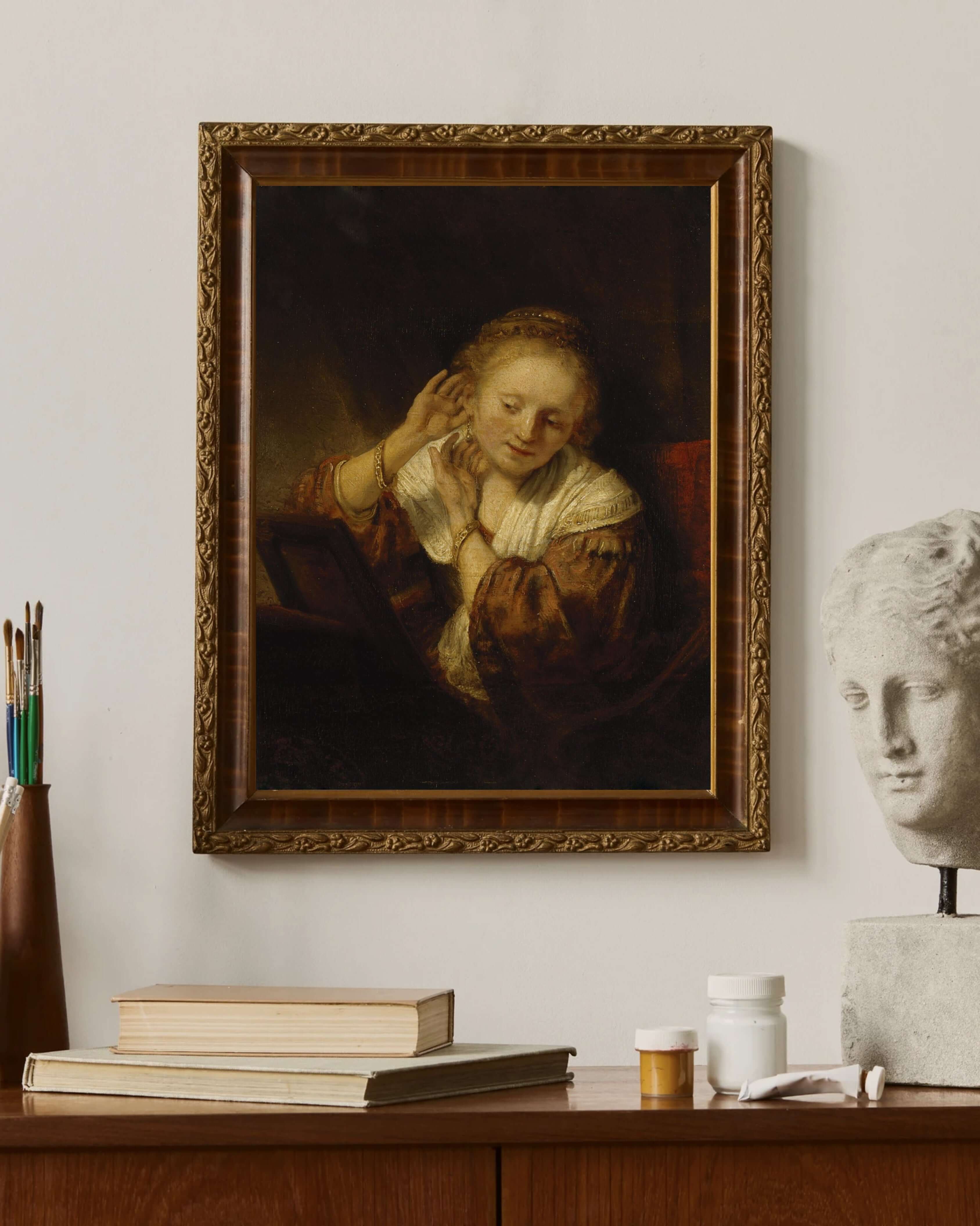 Rembrandt Van Rijn - Küpeli Genç Kadın
