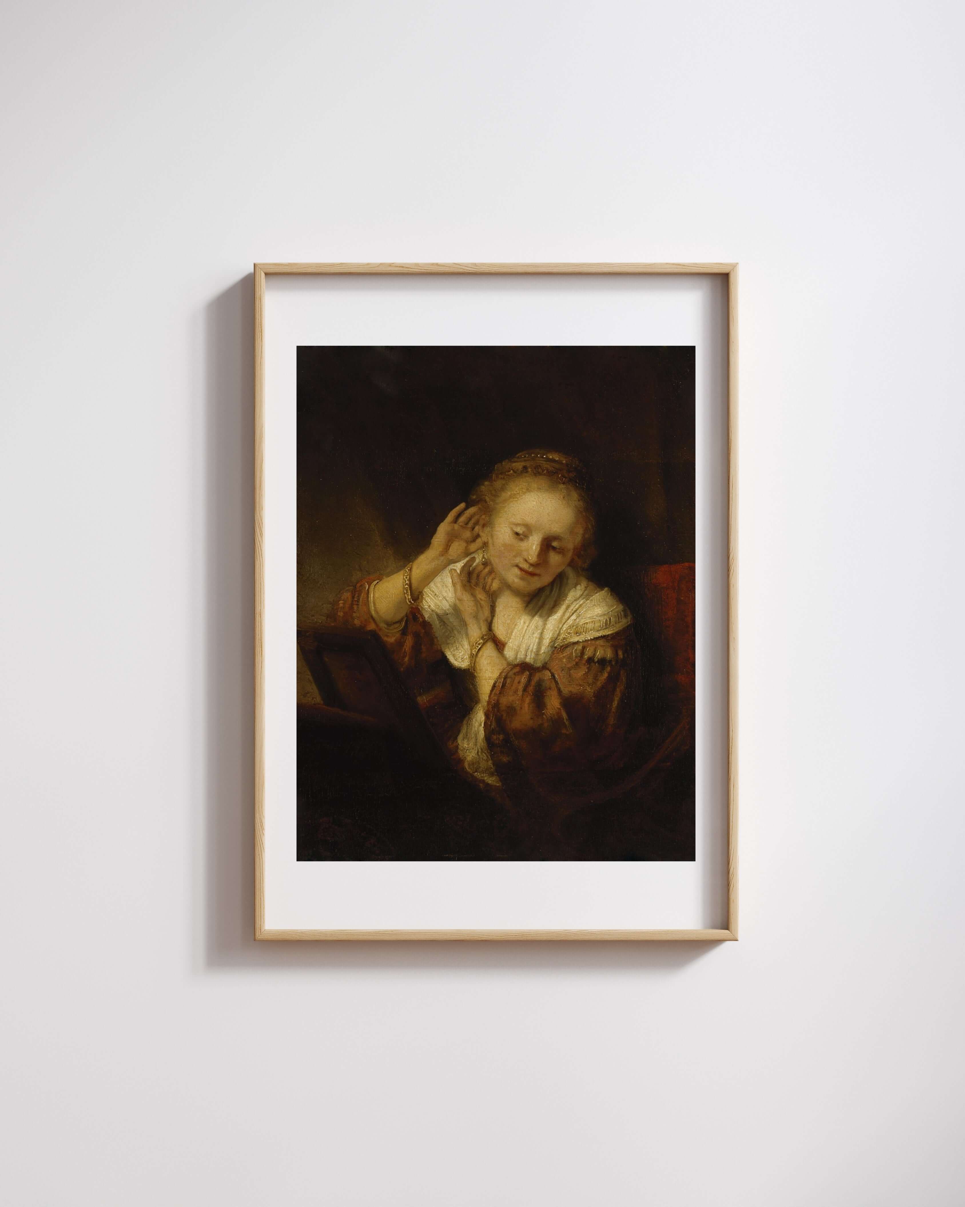 Rembrandt Van Rijn - Küpeli Genç Kadın