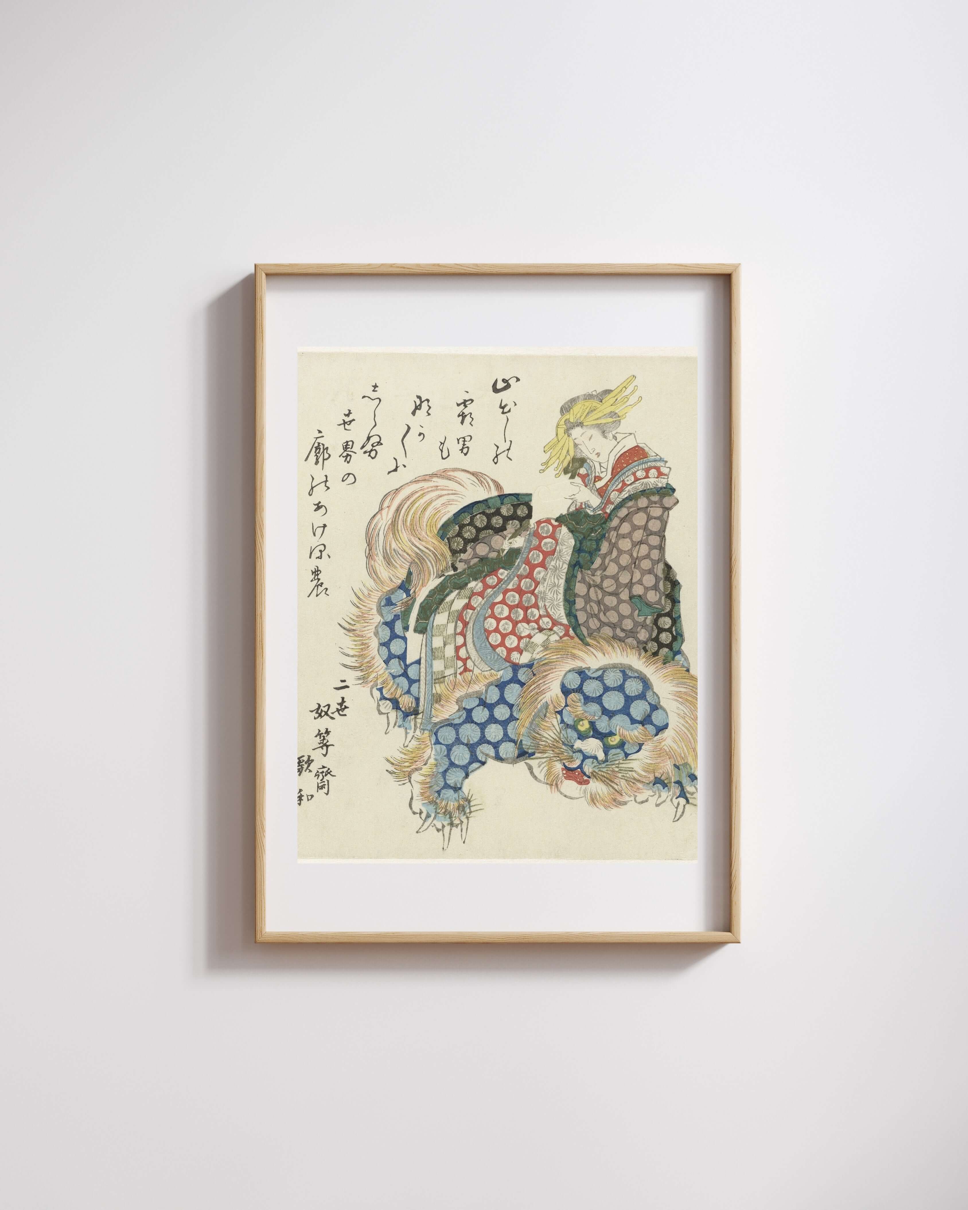 Totoya Hokkei - Shishi Üzerinde Giden Oiran
