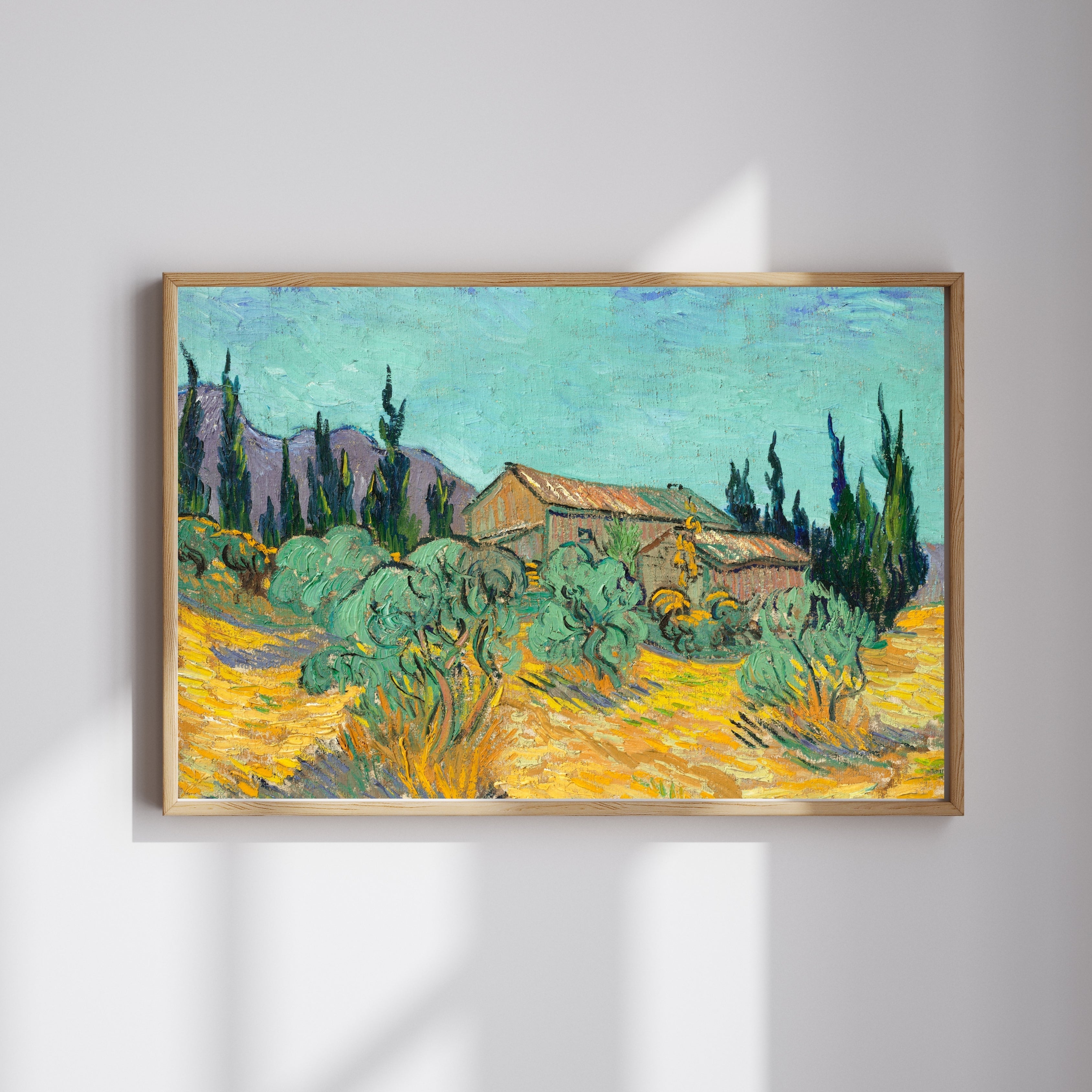Vincent Van Gogh - Zeytin Ve Servi Ağaçları Arasında Ahşap Kulübeler
