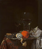 Willem Kalf - Gümüş Tabak Üzerinde Meyve Ve Şarap Kadehleri Ile Natürmort