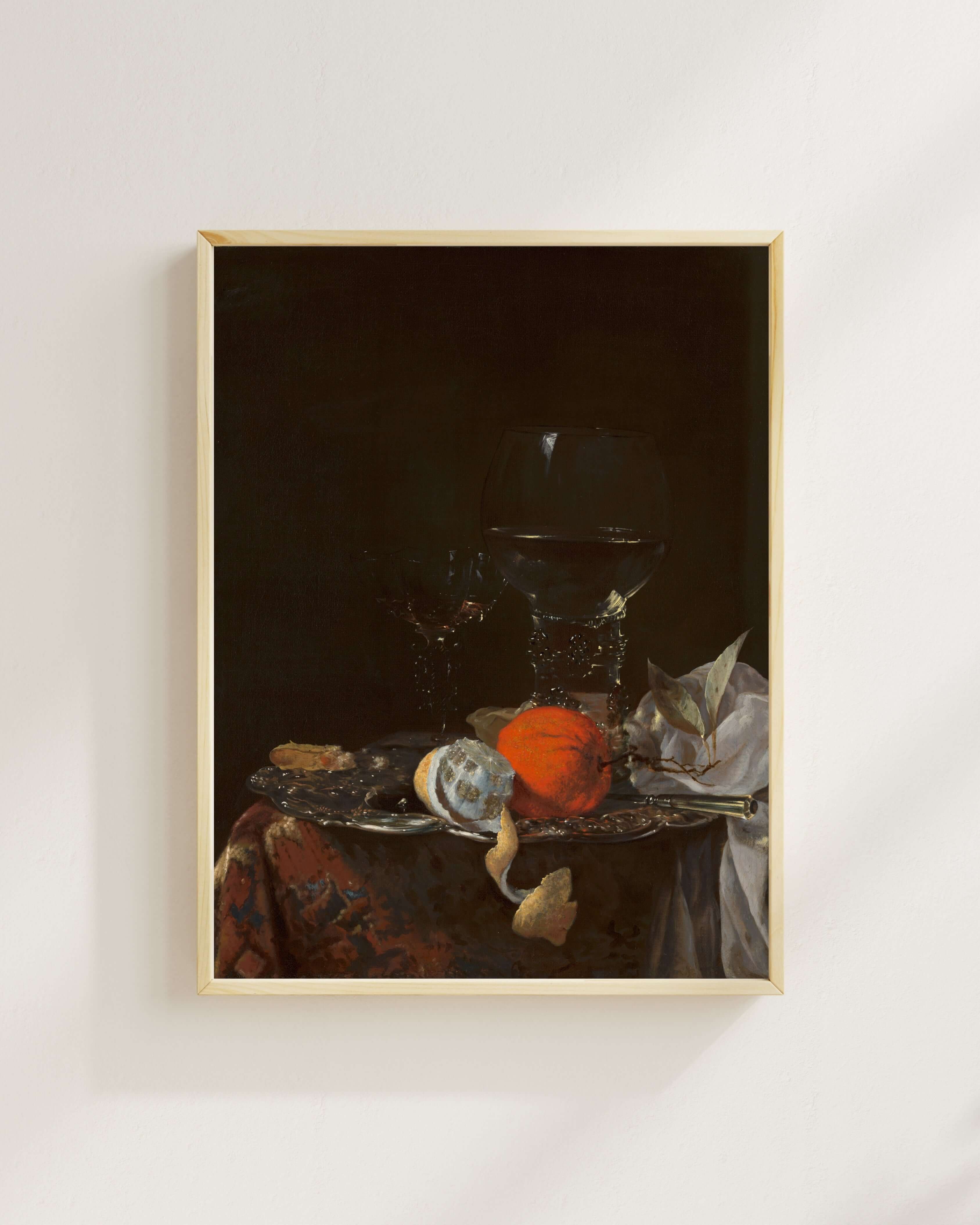 Willem Kalf - Gümüş Tabak Üzerinde Meyve Ve Şarap Kadehleri Ile Natürmort