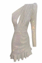 Gira Official-Beyaz Hologramlı Payetli Elbise-Elbise-2-Milagron.com