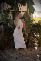 Gira Official-Beyaz Payetli Çapraz Detaylı Midi Elbise-Elbise-4-Milagron.com