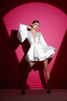 Gira Official-Beyaz Saten Glenli Elbise-Elbise-8-Milagron.com