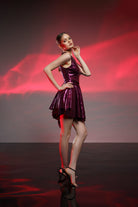 Gira Official-Bordo Payetli Mini Elbise-Elbise-3-Milagron.com