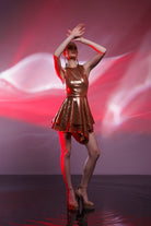 Gira Official-Bronz Payetli Mini Elbise-Elbise-3-Milagron.com