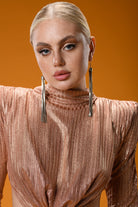 Gira Official-Bronz Triko Cut Out Detaylı Midi Elbise-Elbise-5-Milagron.com