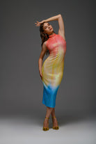 Gira Official-Degrade Renk Geçişli Payetli Midi Elbise-Elbise-3-Milagron.com