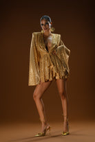 Gira Official-Gold Payetli Geniş Kol Detaylı Elbise-Elbise-2-Milagron.com