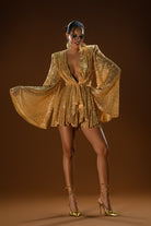 Gira Official-Gold Payetli Geniş Kol Detaylı Elbise-Elbise-4-Milagron.com