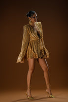 Gira Official-Gold Payetli Geniş Kol Detaylı Elbise-Elbise-6-Milagron.com