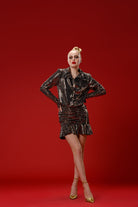 Gira Official-Gold Pullu Gömlek Detaylı Elbise-Elbise-2-Milagron.com