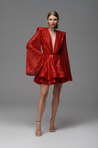 Gira Official-Kırmızı Payetli Glenli Elbise-Elbise-3-Milagron.com