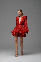 Gira Official-Kırmızı Payetli Glenli Elbise-Elbise-4-Milagron.com