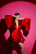 Gira Official-Kırmızı Saten Glenli Elbise-Elbise-1-Milagron.com