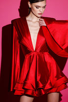 Gira Official-Kırmızı Saten Glenli Elbise-Elbise-2-Milagron.com