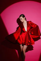 Gira Official-Kırmızı Saten Glenli Elbise-Elbise-4-Milagron.com