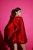 Gira Official-Kırmızı Saten Glenli Elbise-Elbise-5-Milagron.com