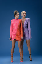 Gira Official-Lila Geniş Kol Detaylı Payetli Mini Elbise-Elbise-7-Milagron.com