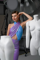 Gira Official-Lila Mavi Payetli Çapraz Detaylı Midi Elbise-Elbise-2-Milagron.com