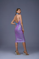 Gira Official-Lila Mavi Payetli Çapraz Detaylı Midi Elbise-Elbise-3-Milagron.com