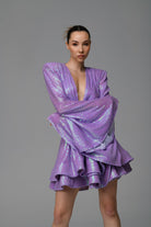 Gira Official-Lila Payetli Glenli Elbise-Elbise-1-Milagron.com