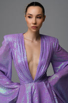 Gira Official-Lila Payetli Glenli Elbise-Elbise-2-Milagron.com