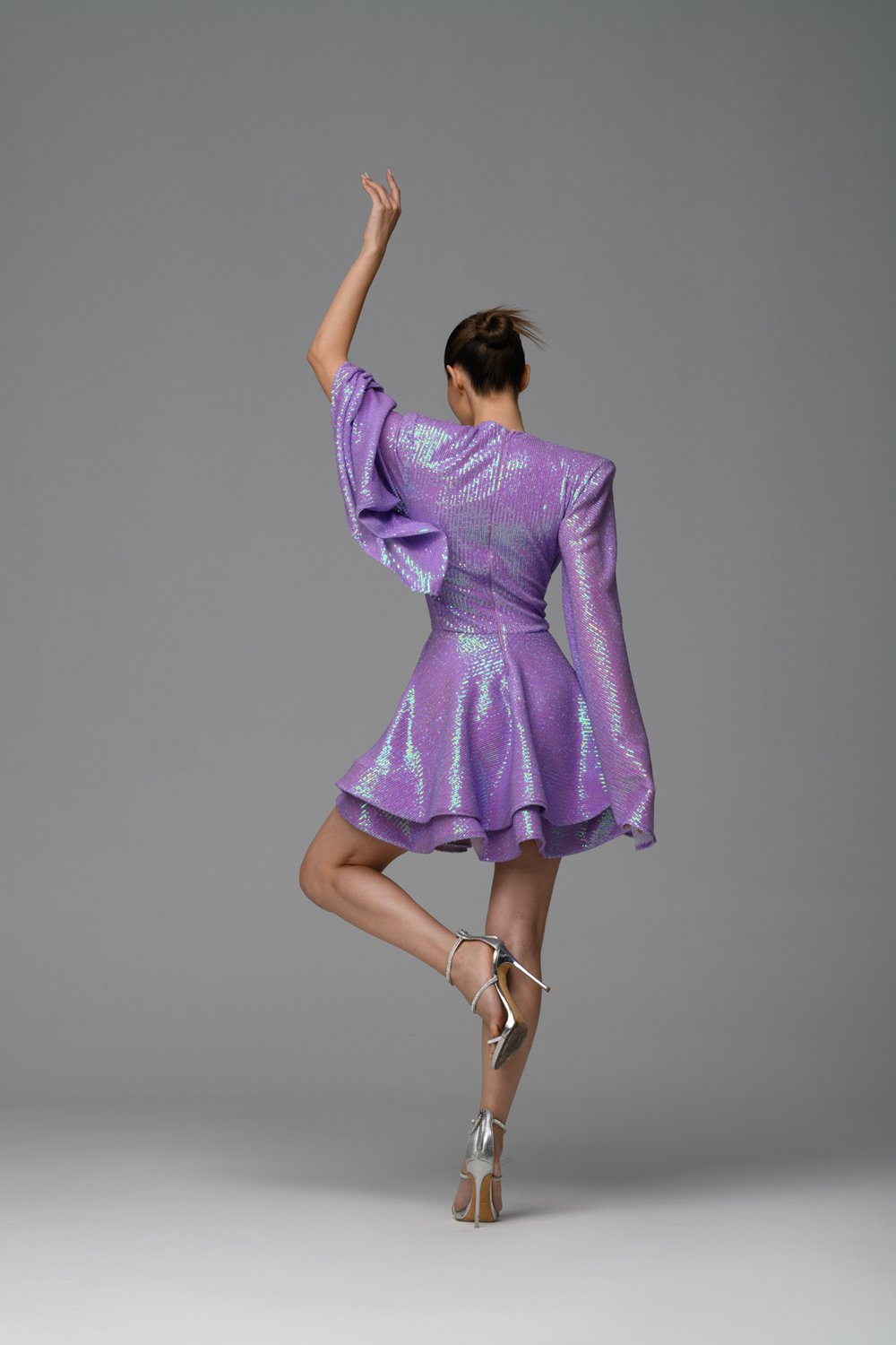 Gira Official-Lila Payetli Glenli Elbise-Elbise-6-Milagron.com