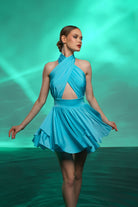 Gira Official-Mavi Çapraz Bağlama Detaylı Mini Elbise-Elbise-1-Milagron.com