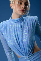 Gira Official-Mavi Payetli Cut Out Detaylı Payetli Mini Elbise-Elbise-4-Milagron.com