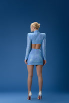Gira Official-Mavi Payetli Cut Out Detaylı Payetli Mini Elbise-Elbise-5-Milagron.com