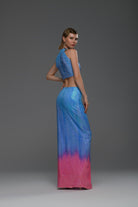 Gira Official-Mavi Pembe Degrade Cut Out Detaylı Maxi Elbise-Elbise-2-Milagron.com