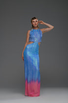 Gira Official-Mavi Pembe Degrade Cut Out Detaylı Maxi Elbise-Elbise-3-Milagron.com
